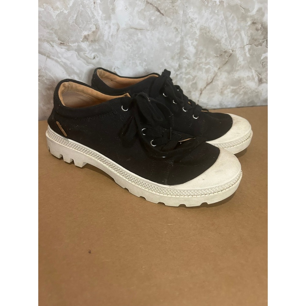 Yellow Box Women Black Canvas Low Top Lace Up Sneakers Shoes Size 8